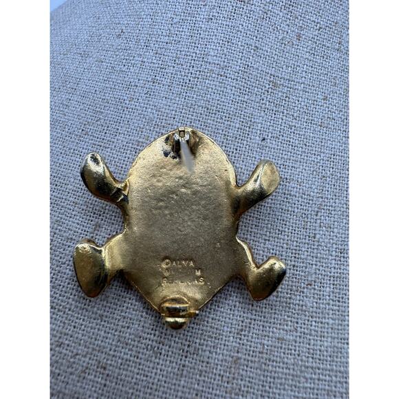 Alva Museum Replica Frog Brooch Pin‎ Matte Gold Tone Toad - Picture 6 of 9